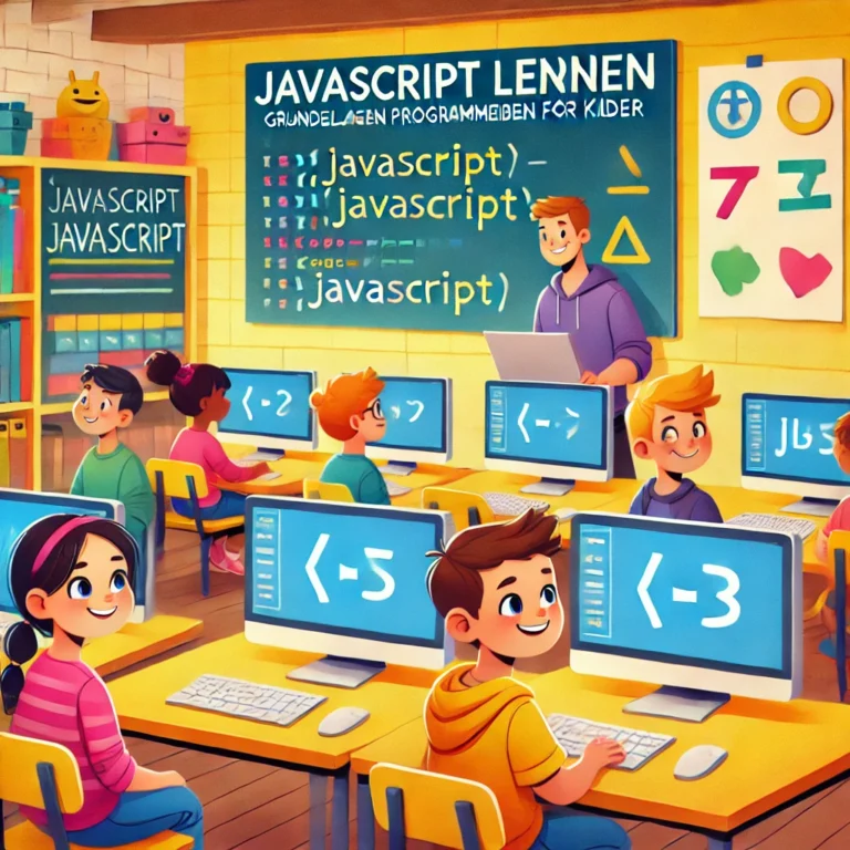 Kind lernt die Grundlagen von JavaScript am Laptop