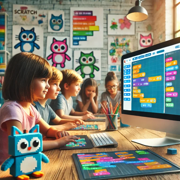 Kind lernt Programmieren mit Scratch am Computer