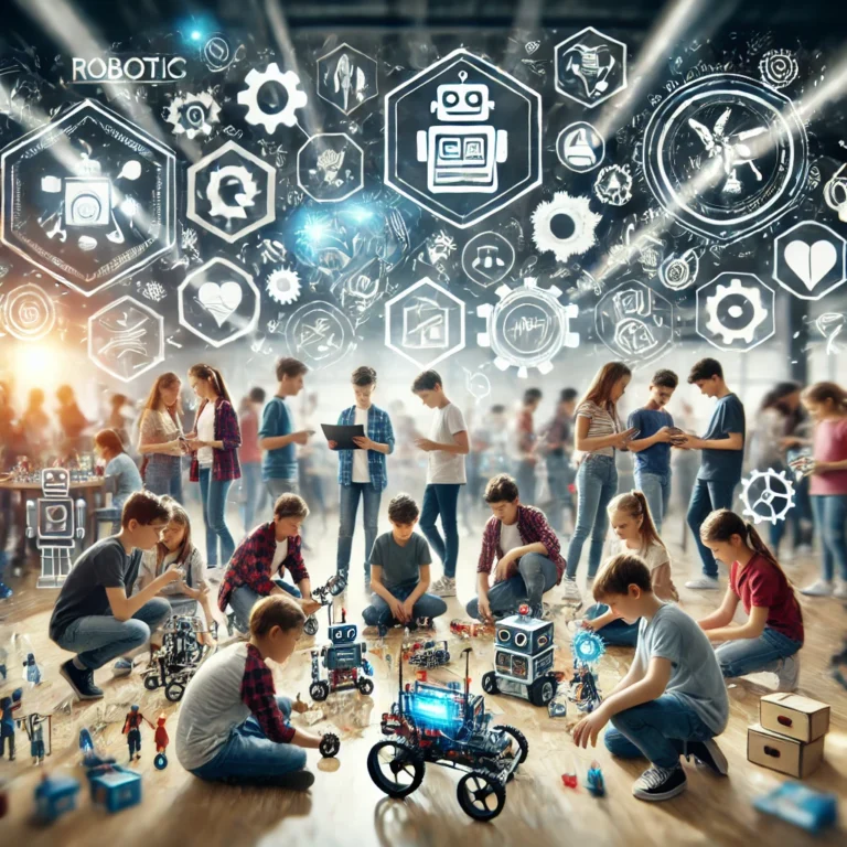 Kinder bauen und programmieren einen Roboter im Robotik-Kurs