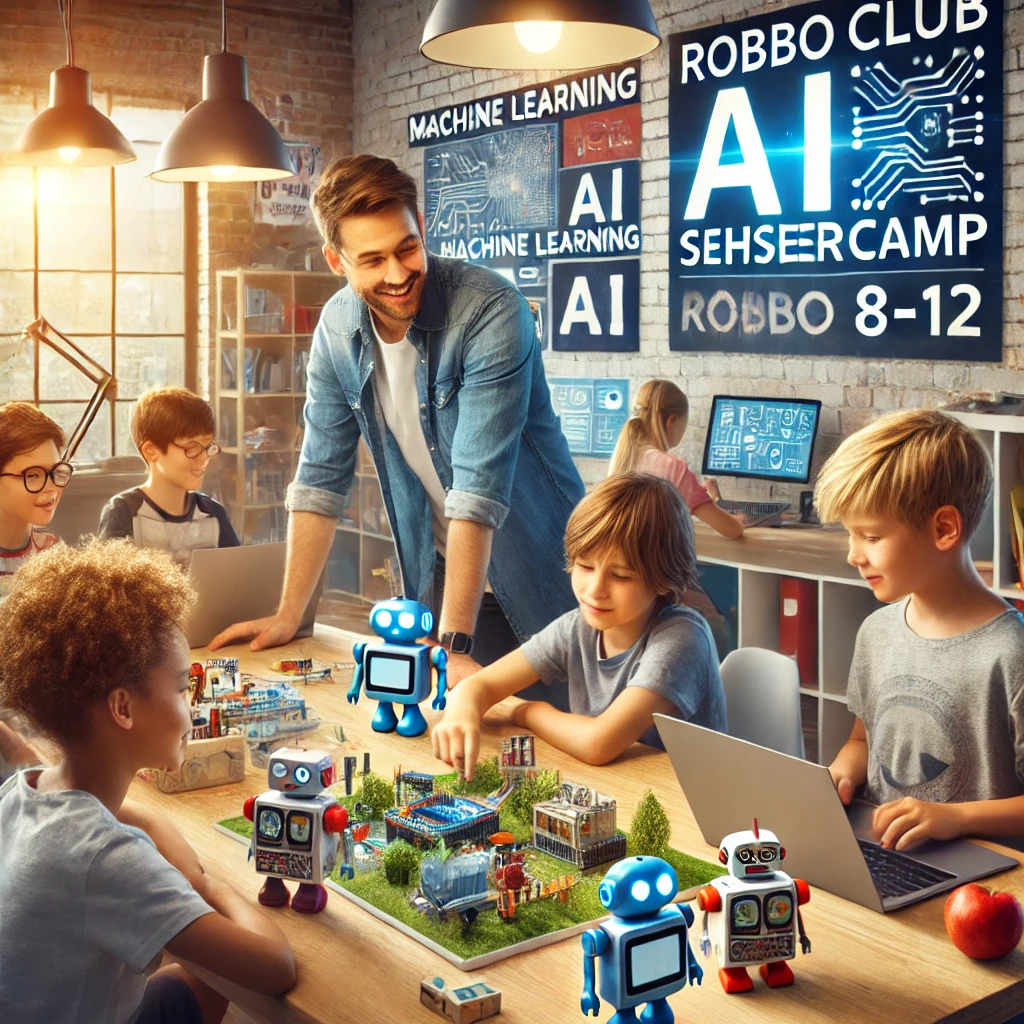 Kinder im Robbo AI Semestercamp bauen Roboter und lernen über künstliche Intelligenz