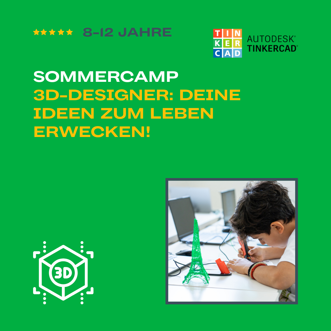 Kind im 3D-Designer Sommercamp gestaltet kreative Modelle mit Tinkercad