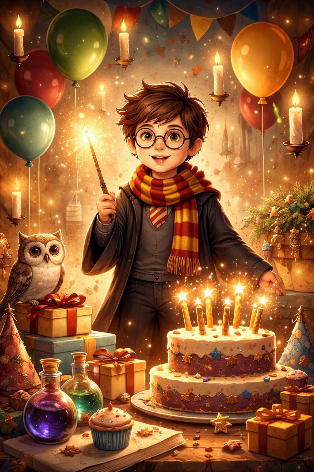 Harry-Potter-inspirierte Geburtstagseinladung für Kinder