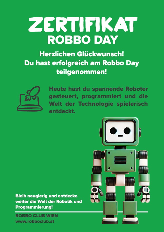 ROBBO Day Teilnahme-Urkunde für ein Kind